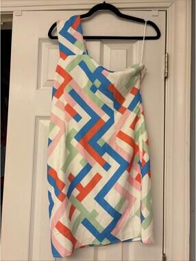 NWT TCEC dress size M Colorful One Shoulder Summer Mini Dress Party Cocktail